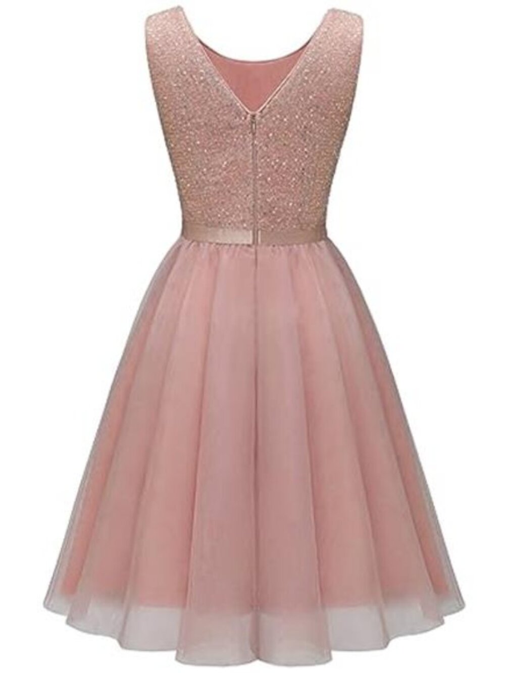 Sequin Dress Vintage A Line Wedding Formal Swing Tulle Dress Tulle Sequin Blush - Picture 6 of 6